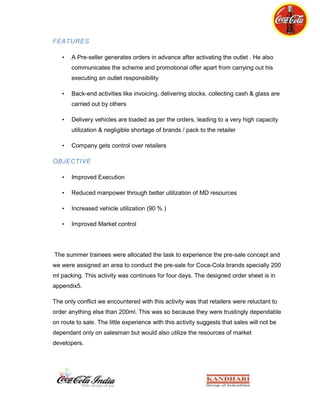 Coca-Cola Summer Internship Report