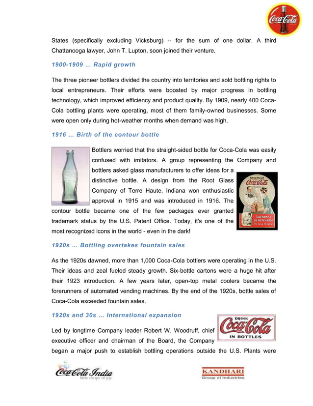 CocaCola Summer Internship Report