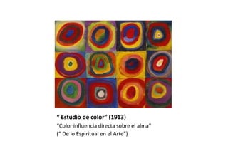 “ Estudio de color” (1913)
“Color influencia directa sobre el alma”
(“ De lo Espiritual en el Arte”)
 