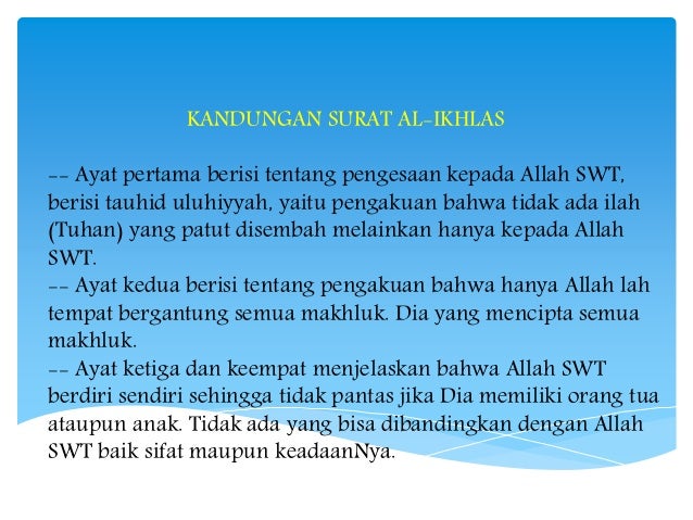 Kandungan Surat Al Fatihah An Naas Al Falaq Dan Al Ikhlas