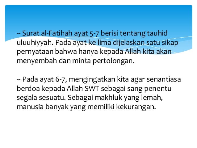 Kandungan Surat Al Fatihah An Naas Al Falaq Dan Al Ikhlas