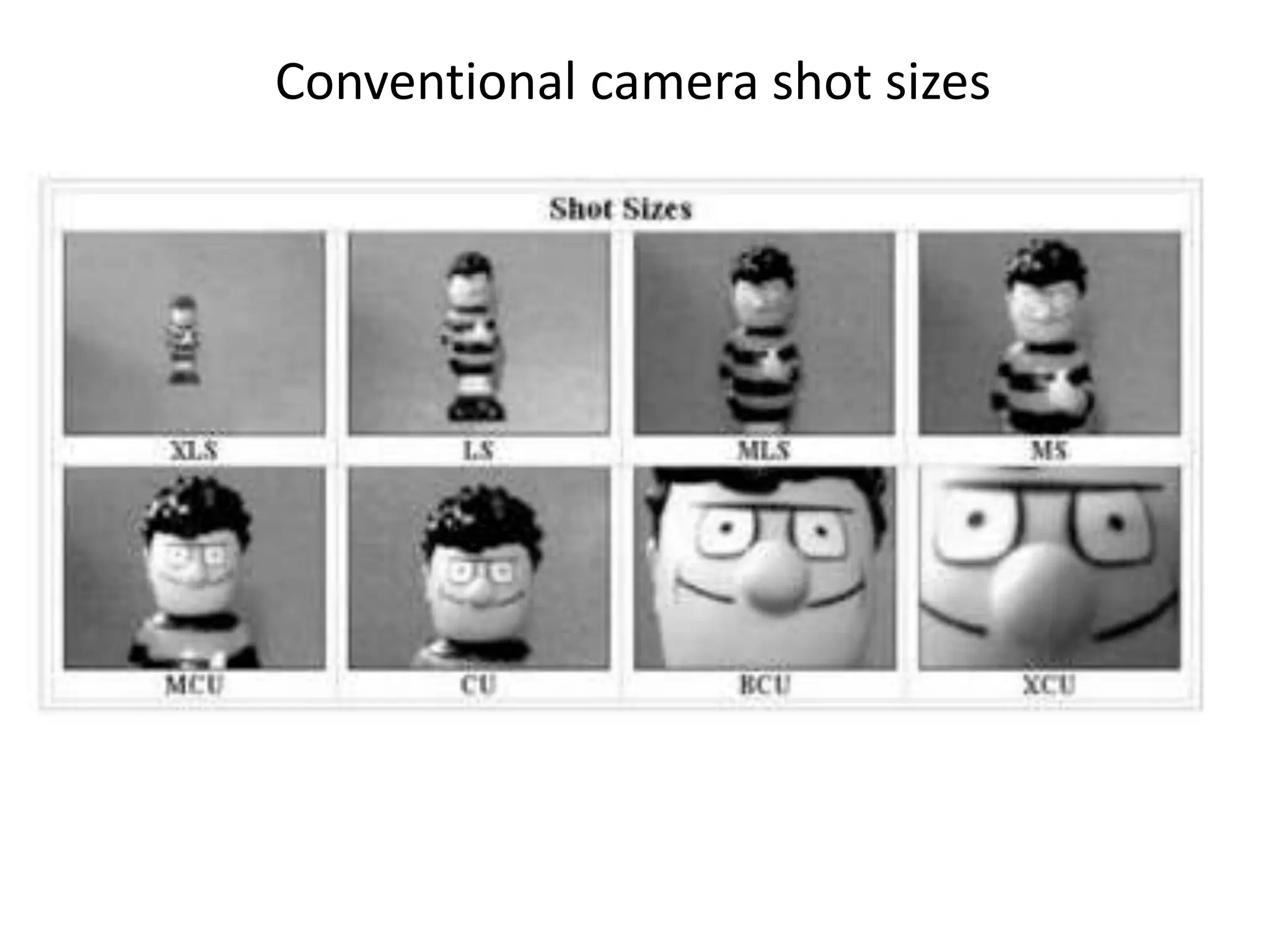 Conventional camera shot sizes
 