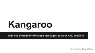 Kangaroo
Wireless system for exchange messages between CNC machine
Mirko Mancin e Giovanni Franco
 