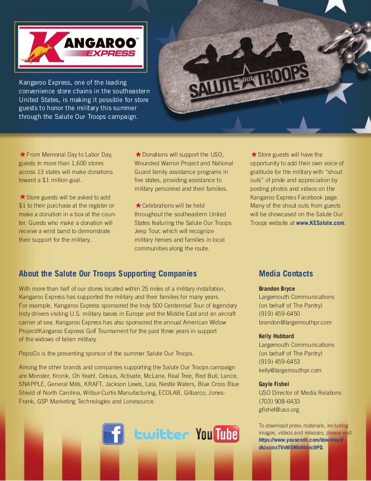 Kangaroo Express Salute Our Troops Fact Sheet
