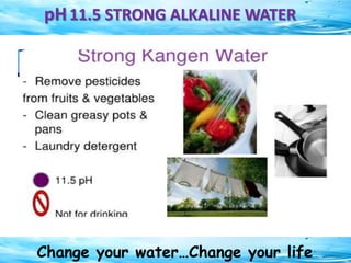 Change your water…Change your life
pH11.5 STRONG ALKALINE WATER
 