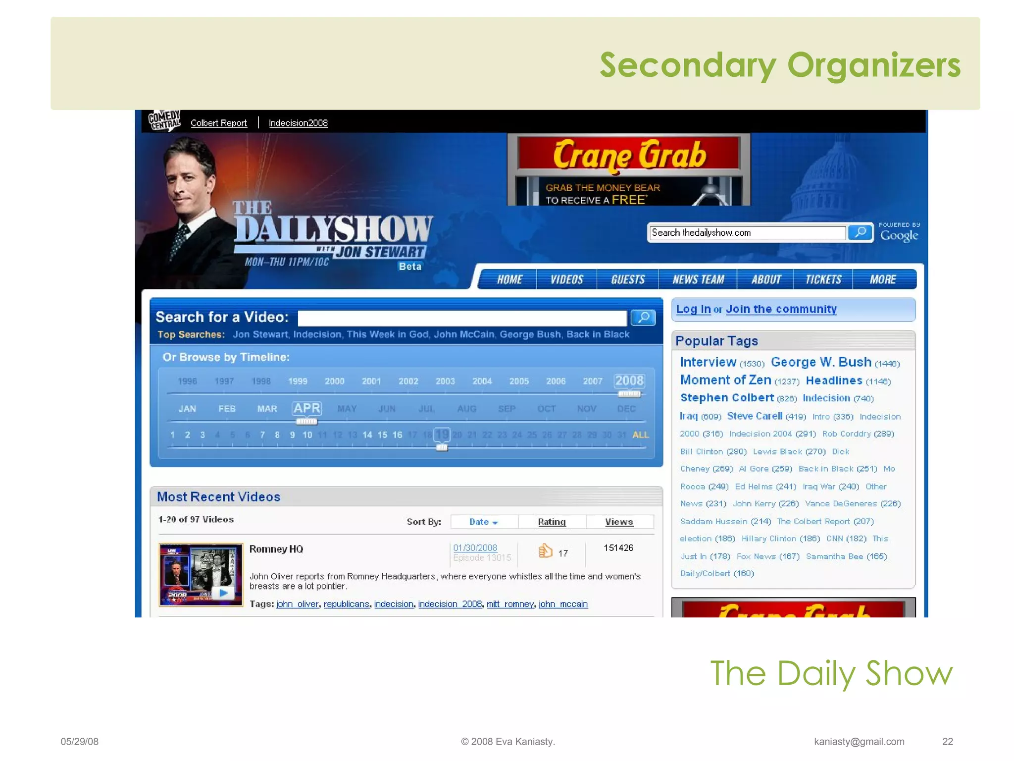 Secondary Organizers The Daily Show 