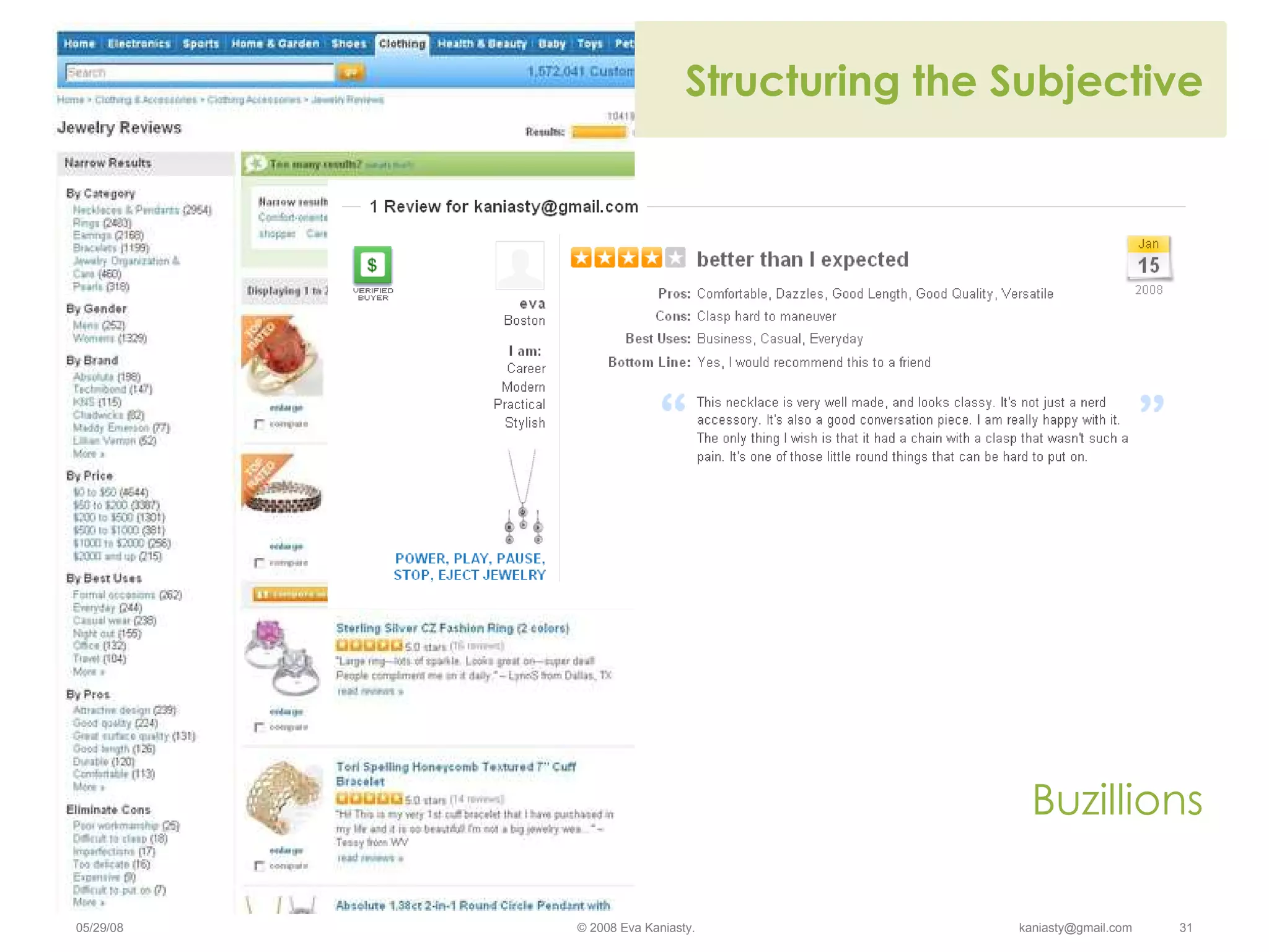Structuring the Subjective Buzillions 