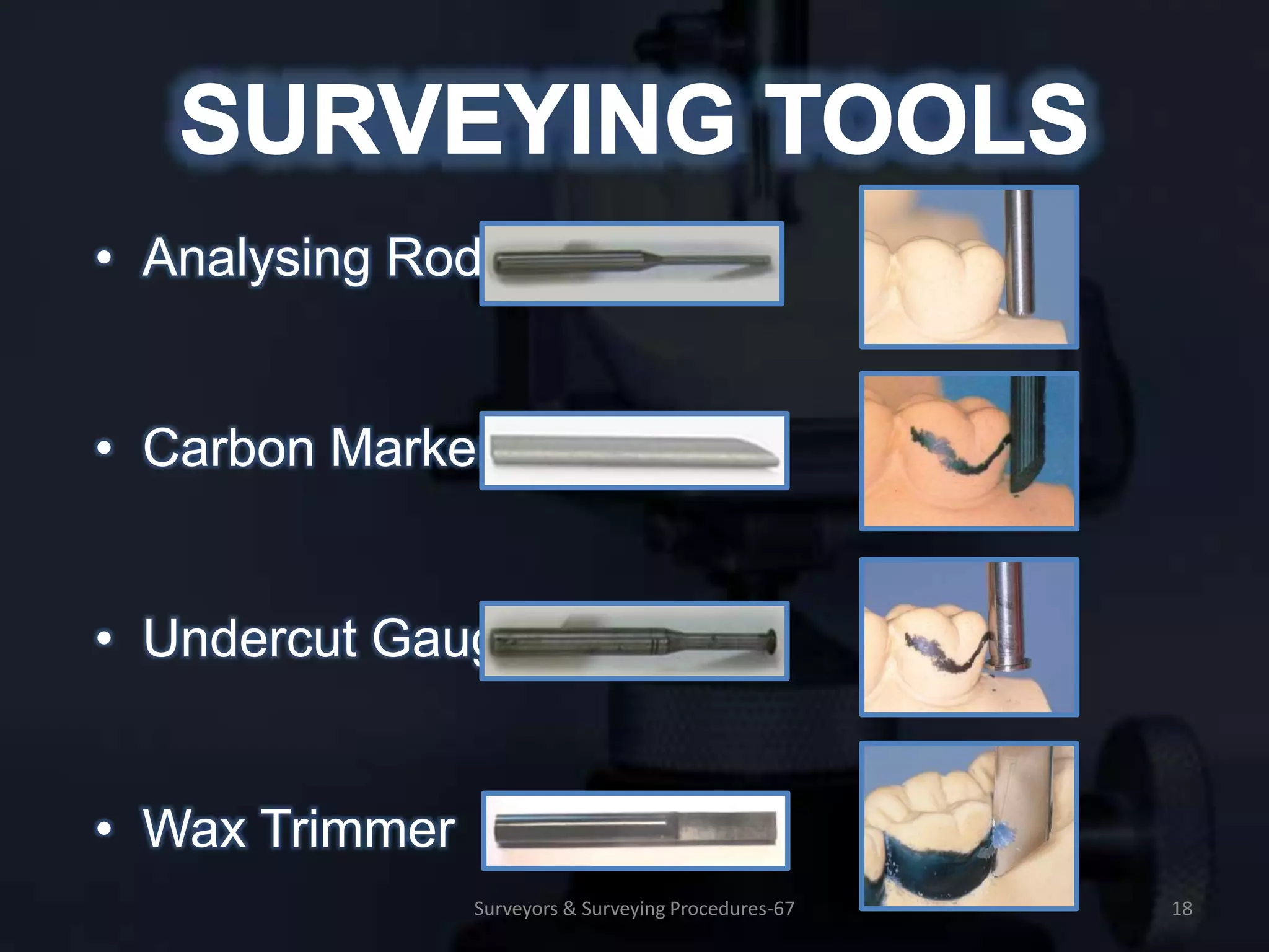 SURVEYORS & SURVEYING PROCEDURES IN REMOVABLE PARTIAL PROSTHODONTICS | PPTX