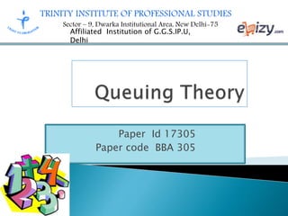 TRINITY INSTITUTE OF PROFESSIONAL STUDIES
Sector – 9, Dwarka Institutional Area, New Delhi-75
Affiliated Institution of G.G.S.IP.U,
Delhi
Paper Id 17305
Paper code BBA 305
 