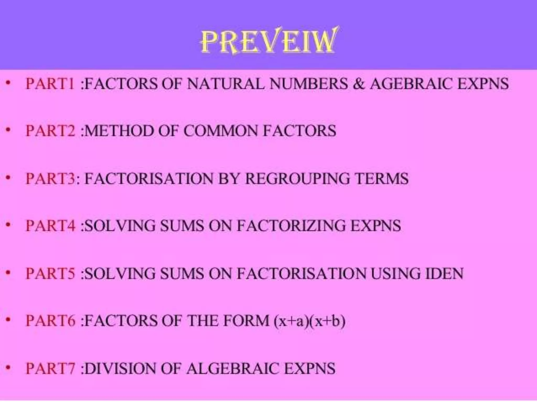factorisation maths PPT by kanishk schdeva class 8th 