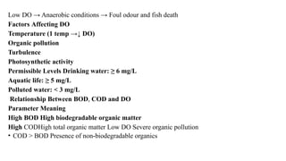 Water treatment BOD and COD , dissolved gases | PPTX