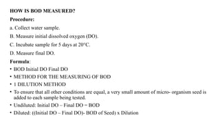Water treatment BOD and COD , dissolved gases | PPTX