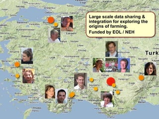Large scale data sharing &
integration for exploring the
origins of farming.
Funded by EOL / NEH
 