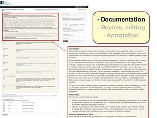 - Documentation
- Review, editing
- Annotation
 