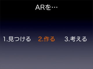 ARを…
1.見つける 2.作る 3.考える
 