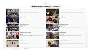 Sirkkasuklaa on taatusti hyvää ;-)
35
Kuvakaappaus: YouTube-haku: sirkkasuklaa (22.3.2022)
 