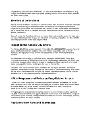 Kansas City Chiefs' Travis Kelce Involved in Drug Charge Arrest | DOCX