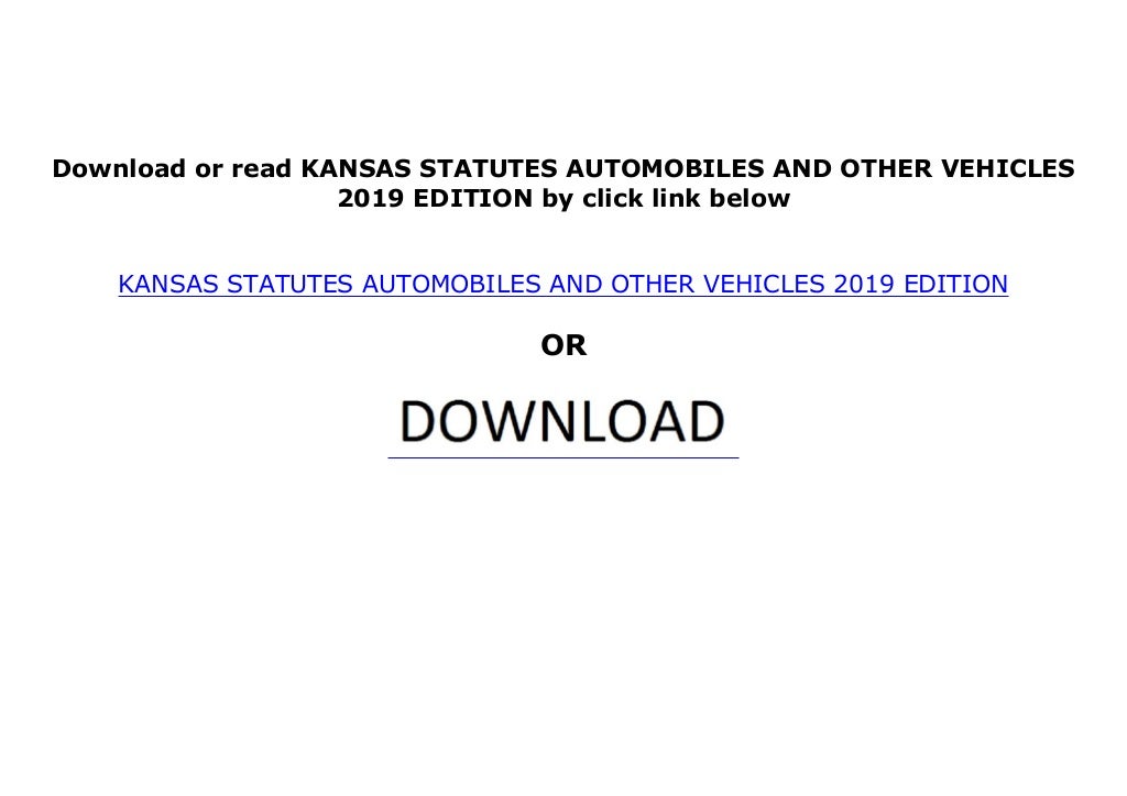 EBOOK_HARCOVER LIBRARY KANSAS STATUTES AUTOMOBILES AND OTHER VEHICLES