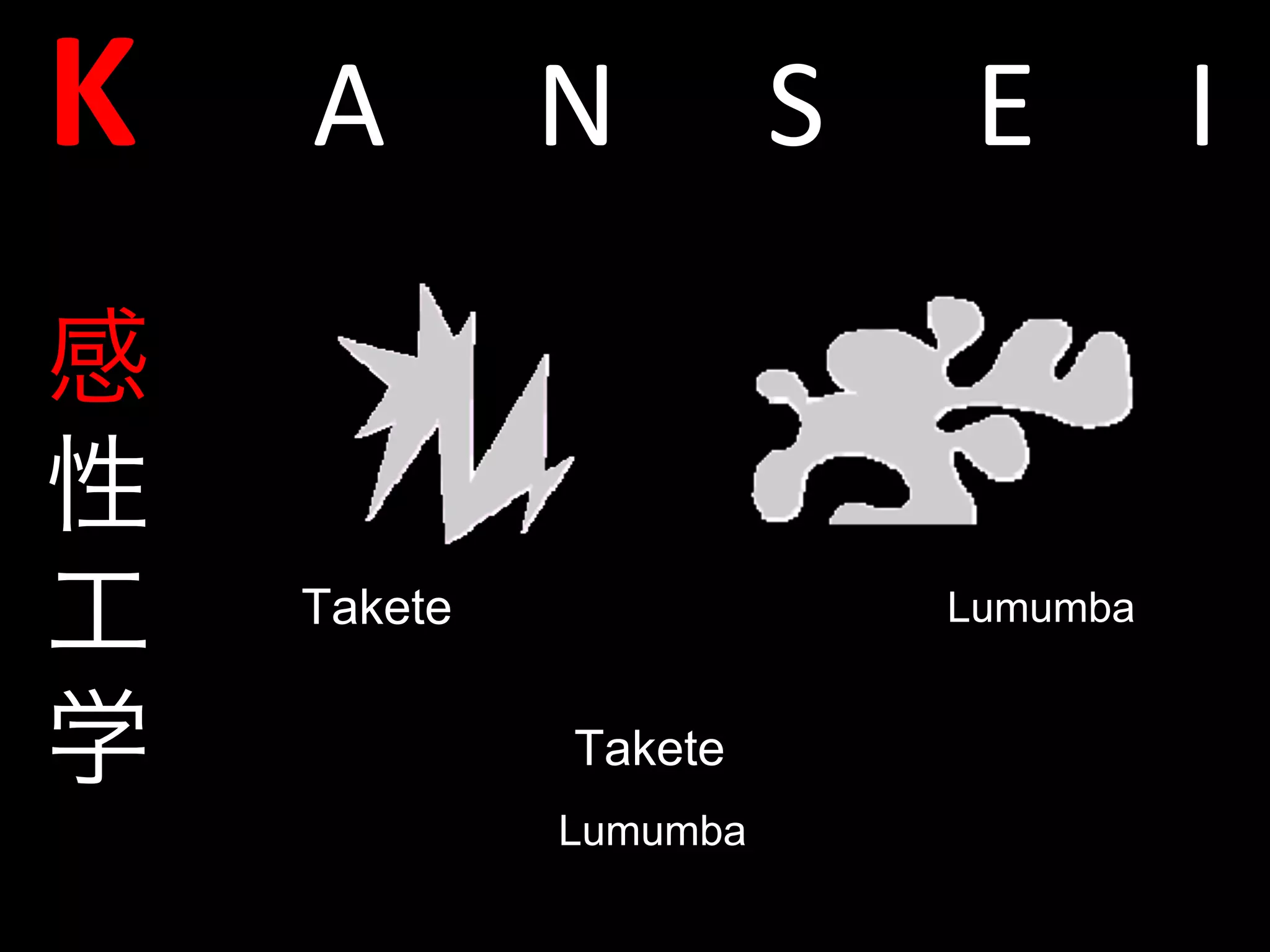 K A N S E I	
  
感
性
工
学 Takete
Lumumba
Takete Lumumba
 