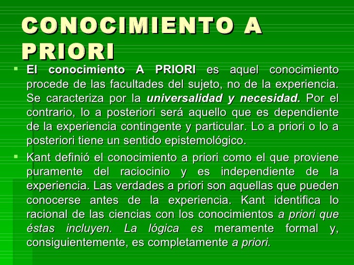 Que Es El Conocimiento A Priori