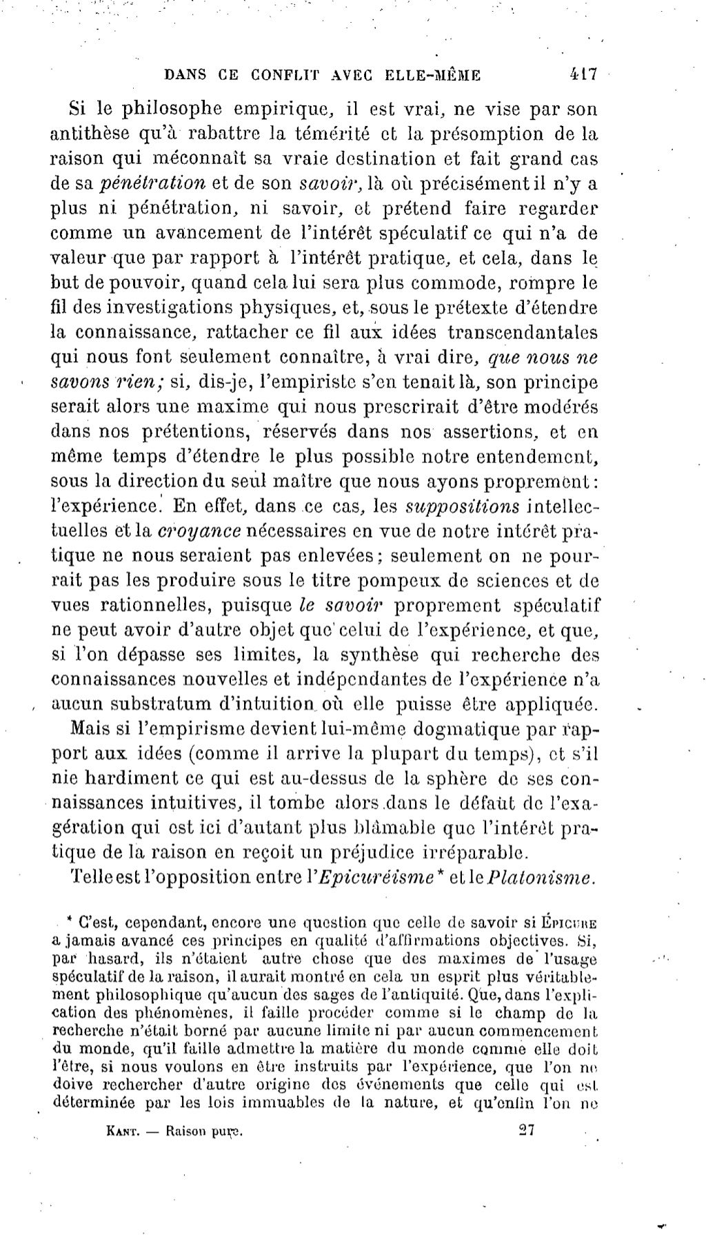Emmanuel Kant Critique De La Raison Pure