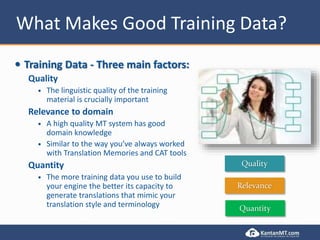Tips for Preparing Training Data for High Quality Machine Translation ...