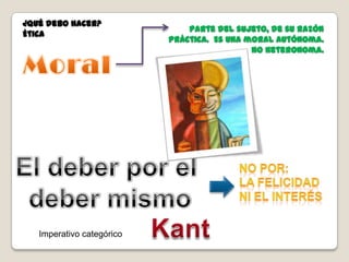 DespuésAntesExperiencia sin la razón, sin las categorías a prioriExperiencia con la razón, con las categorías a prioriEl conocimientorequiere de dos factores: razón y experiencia. Ahorabien: la razón: contienecategorías “a priori” en sumente:  El espacio, tiempo, la causalidad, la substancia, los cualesademás no son propiedades de lascosas en símismas. Es el sujetoyacontieneesas ideas y se lasasigna a los objetos. La experiencia: El conocimiento no esposible sin la experiencia, pero sin lascategorías “a priori”delsujetoseríaimposibleconocer. De ahí que:El sujeto es activo y no sólo pasivo a la hora de conocer, porque construye el conocimiento a través de sus “categorías a priori” y no sólo lo recibe.