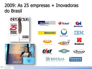 2009: As 25 empresas + Inovadoras
do Brasil
 