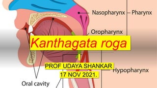 Kanthagata roga
PROF UDAYA SHANKAR
17 NOV 2021.
 