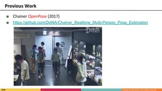 Previous Work
■ Chainer OpenPose (2017)
■ https://github.com/DeNA/Chainer_Realtime_Multi-Person_Pose_Estimation
 