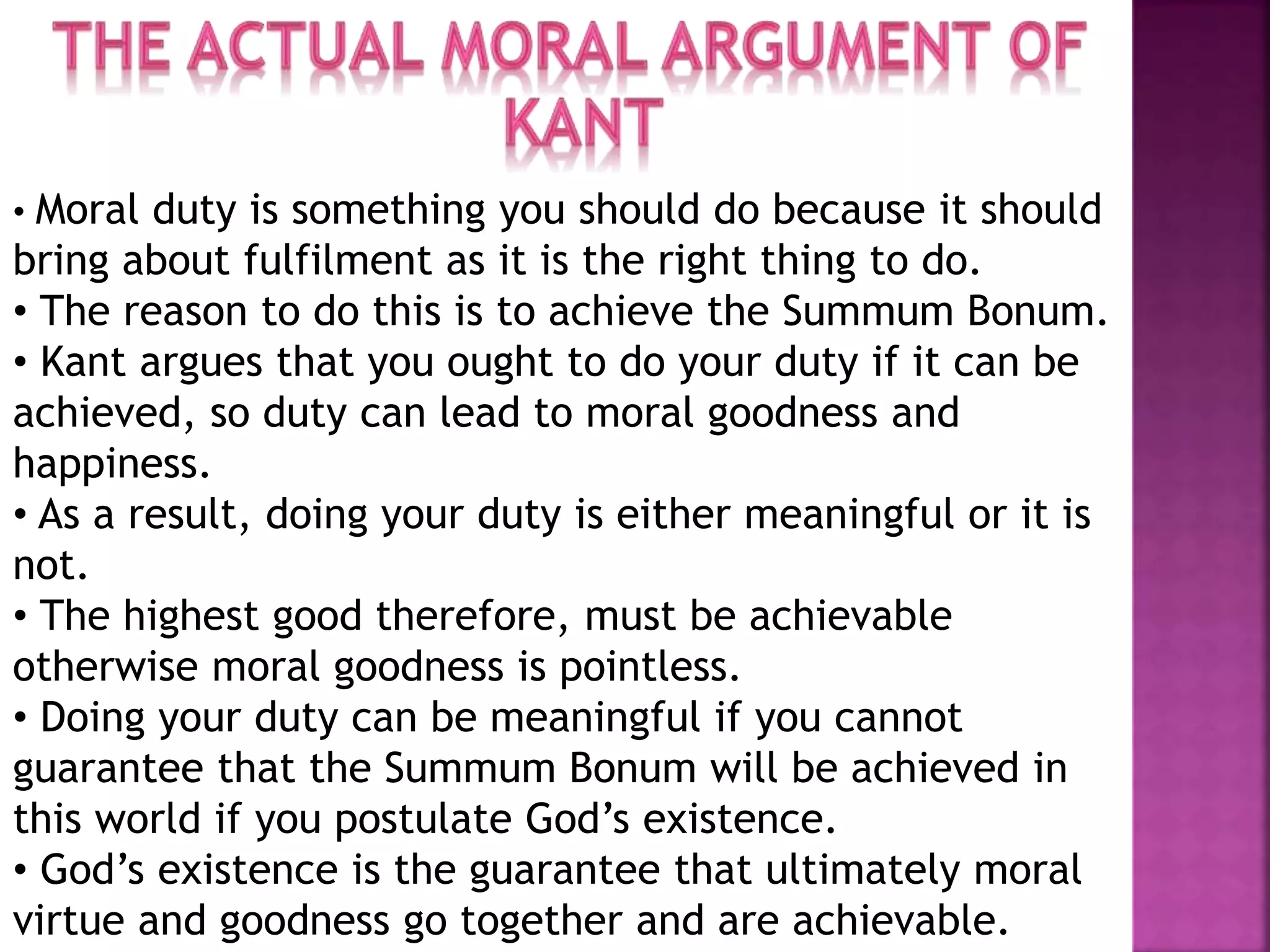 Kant's Moral Argument | PPT
