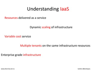 Understanding Cloud ComputingSource – Fronde Blogwww.diversity.net.nz 							twitter @benkepes
