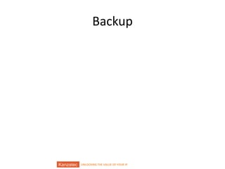 UNLOCKING THE VALUE OF YOUR IP
Backup
 