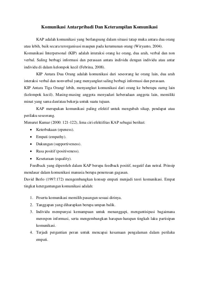 Komunikasi Antarpribadi Dan Keterampilan Komunikasi