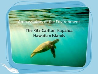 Ambassadors of the Environment

   The Ritz-Carlton, Kapalua
       Hawaiian Islands
 