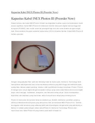 Kapasitas Kabel INEX Photon III (Preorder Now)
Kapasitas Kabel INEX Photon III (Preorder Now)
Desain terbaru dari kabel IN...