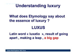 Understanding luxuryUnderstanding luxury
copy right J.N. Kapferercopy right J.N. Kapferer
What does Etymology say aboutWha...
