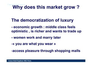 Why does this market grow ?Why does this market grow ?
Copyright JN KapfererCopyright JN Kapferer
The democratization of l...