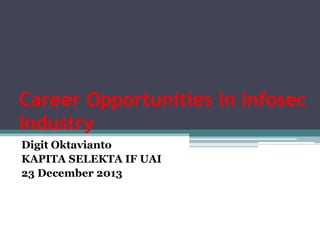 Career Opportunities in Information Security Industry