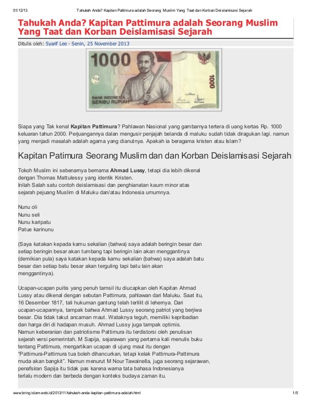 Foto Pahlawan Nasional Kapitan Pattimura