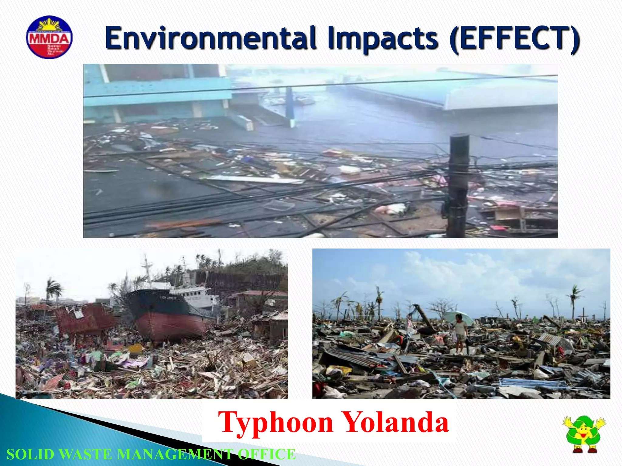 SOLID WASTE MANAGEMENT OFFICE
Typhoon Yolanda
Environmental Impacts (EFFECT)
 