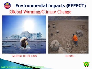 SOLID WASTE MANAGEMENT OFFICE
Global Warming/Climate Change
MELTING OF ICE CAPS EL NIÑO
Environmental Impacts (EFFECT)
 