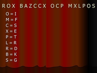 R O X  B A Z C C X  O C P  M X L P O S O = I M = F C = S X = E P = T L = R R = D B = K S = G 