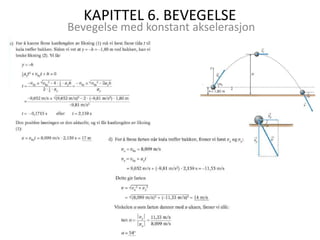 KAPITTEL 6. BEVEGELSE
Bevegelse med konstant akselerasjon
 