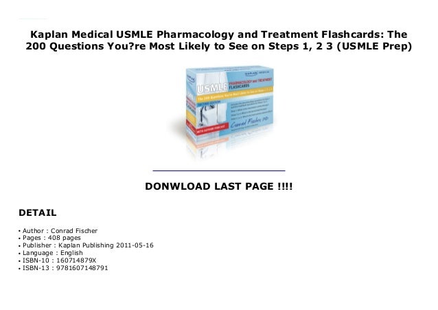 Kaplan Medical Usmle Pharmacology And Treatment Flashcards - 