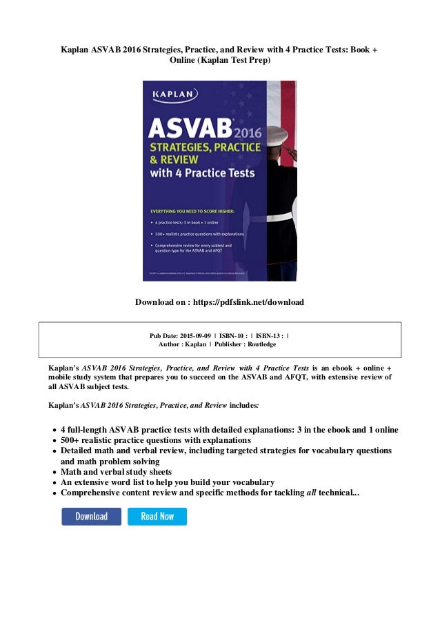Kaplan Asvab 2016 Strategies Practice And Review With 4 - 