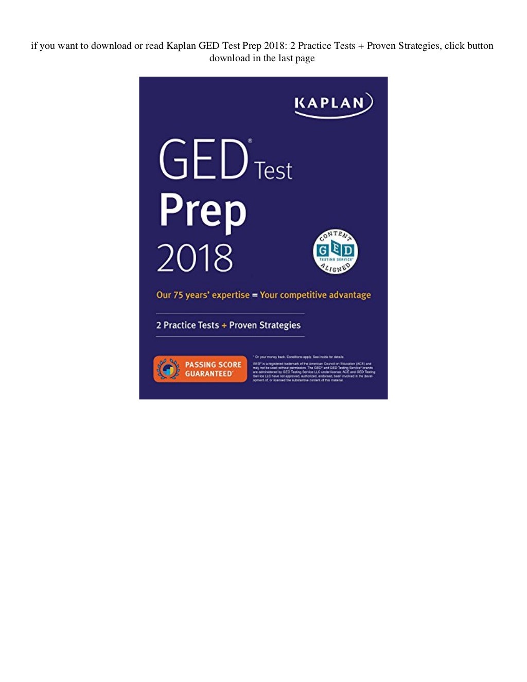 [DOWNLOAD] Kaplan GED Test Prep 2018 2 Practice Tests + Proven Strategies