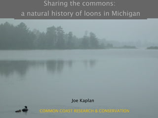 Sharing the commons:  a natural history of loons in Michigan Joe Kaplan COMMON COAST RESEARCH & CONSERVATION 