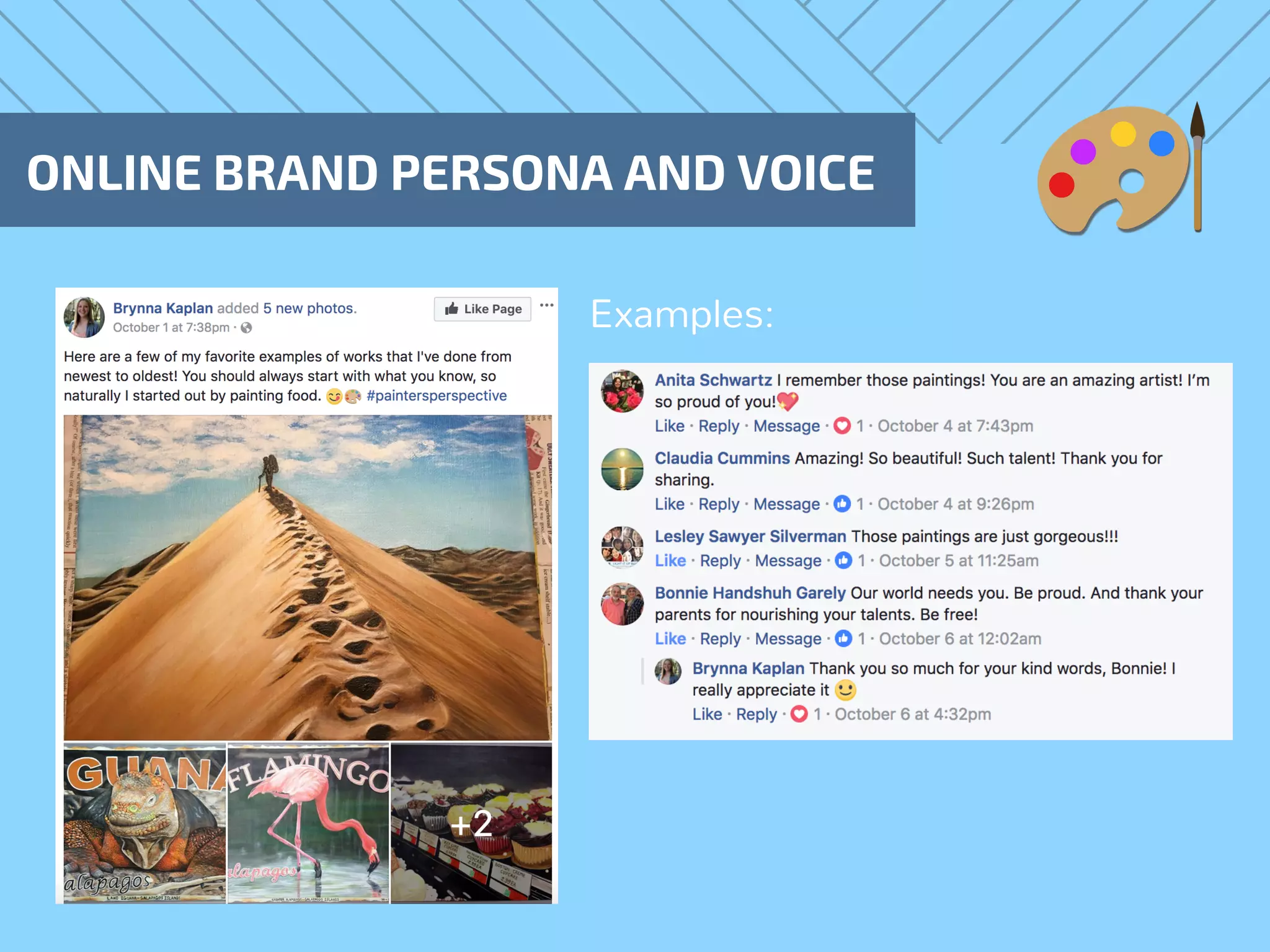 ONLINE BRAND PERSONA AND VOICE
Examples:
 