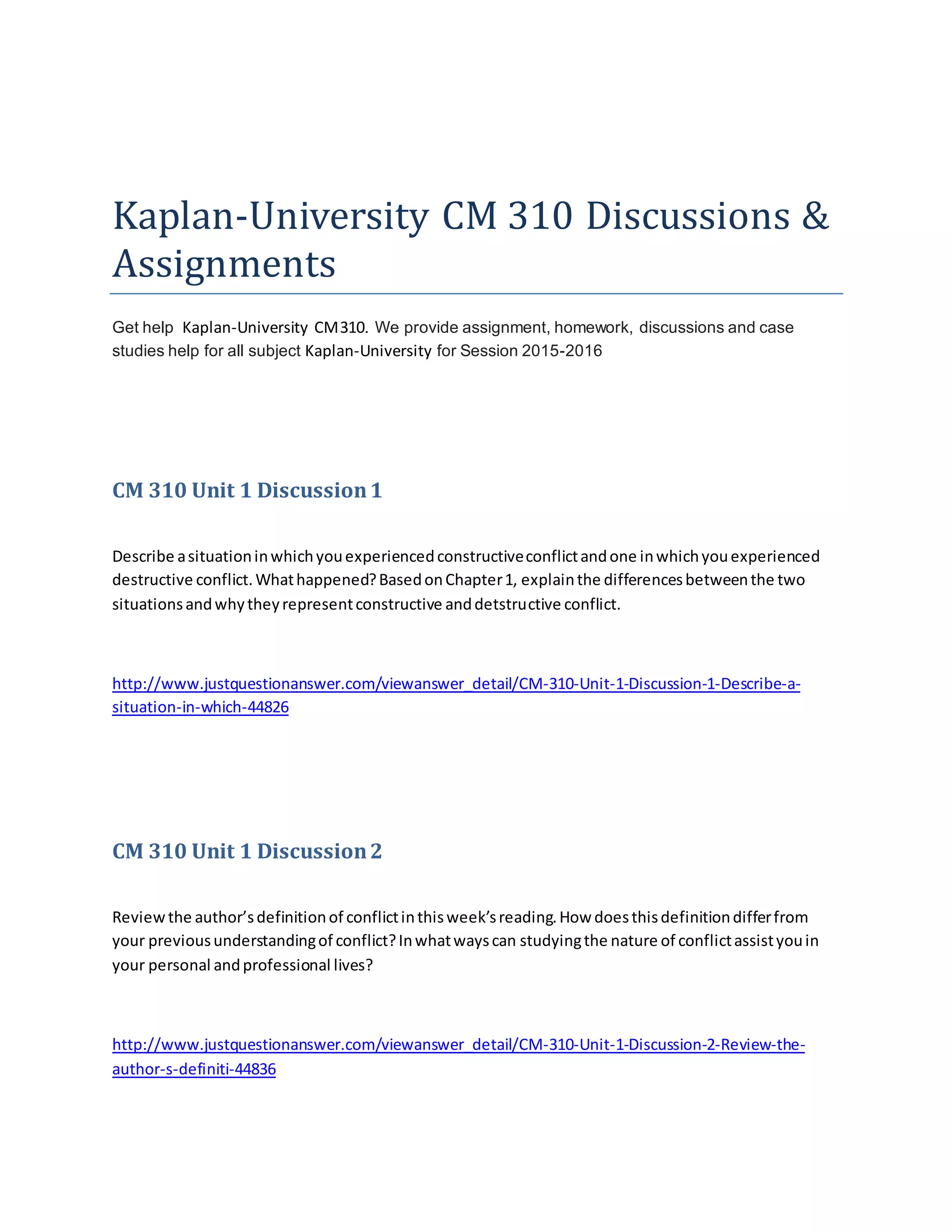 Kaplan university cm 310 PDF